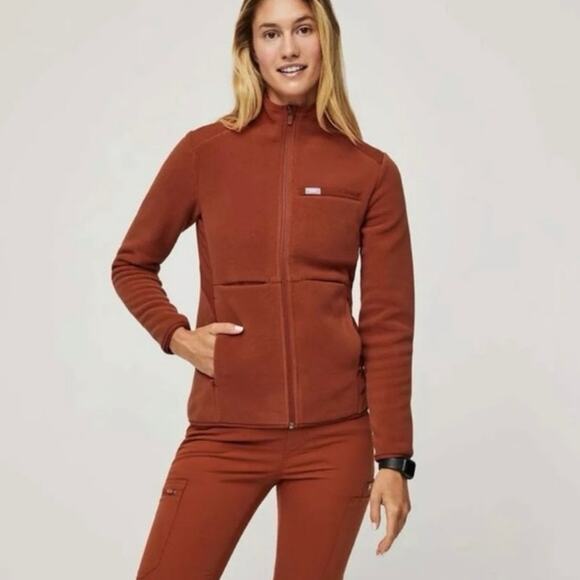 FIGS Limited Edition Auburn On Shift Fleece Jacket - Picture 1 of 4